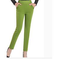 womens high rise micro elastic chinos pants simple slim solid