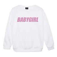 womens casualdaily active sweatshirt letter pure color round neck micr ...