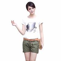 womens mid rise inelastic shorts pants simple loose solid