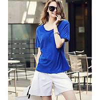 womens casualdaily simple t shirt solid round neck short sleeve cotton