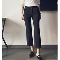 womens high rise micro elastic chinos pants simple loose slim solid