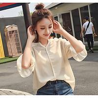 womens daily simple blouse solid v neck half sleeve polyester