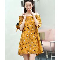 womens daily tunic dress print boat neck asymmetrical length sleeve po ...