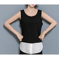 womens casualdaily simple t shirt solid round neck sleeveless cotton t ...