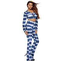 Women\'s Fine Stripe Tie Dye Print Sexy Two Piece Pant Set