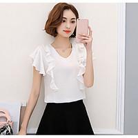 womens officecareer other casual simple sophisticated blouse solid v n ...