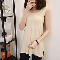 womens daily casual simple tank top solid round neck sleeveless polyes ...