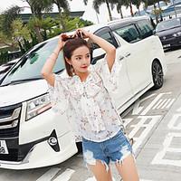 womens casual simple blouse floral boat neck 34 length sleeve polyeste ...