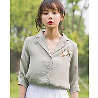 womens casualdaily simple cute spring summer shirt embroidered v neck  ...