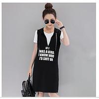 Women\'s Casual/Daily Sexy Spring Summer T-shirt Dress Suits, Solid Round Neck 3/4 Length Sleeve
