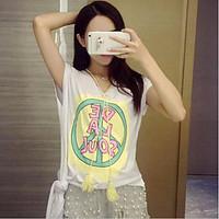 Women\'s Casual/Daily Simple Summer T-shirt Pant Suits, Letter V Neck Short Pant Micro-elastic