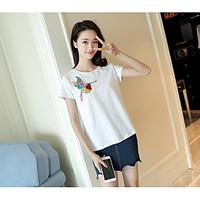 womens casualdaily simple t shirt solid print round neck short sleeve  ...