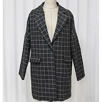 womens going out vintage spring blazer plaid shirt collar long sleeve  ...