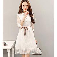 womens daily shirt dress solid shirt collar above knee length sleeve p ...