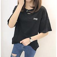 womens casualdaily simple t shirt solid round neck length sleeve cotto ...