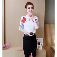 womens daily simple blouse solid print round neck short sleeve polyest ...