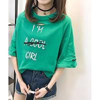 womens casualdaily simple summer t shirt print letter round neck short ...