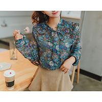 womens casualdaily simple t shirt floral peter pan collar long sleeve  ...