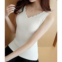 womens casualdaily simple tank top solid asymmetrical sleeveless cotto ...