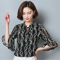 womens going out street chic blouse floral v neck length sleeve others