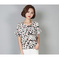 womens going out street chic blouse print round neck short sleeve othe ...