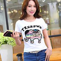 womens casualdaily simple cute summer t shirt embroidered round neck s ...