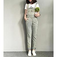 womens mid rise strenchy overalls pants street chic straight solid