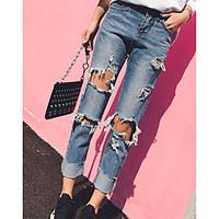 womens high rise micro elastic jeans pants street chic straight solid