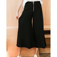 womens high rise micro elastic chinos pants street chic wide leg solid