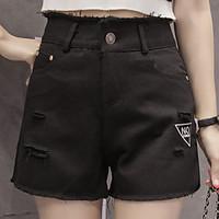 womens mid rise micro elastic jeans shorts pants simple wide leg solid