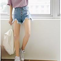 womens high rise micro elastic shorts pants street chic loose solid