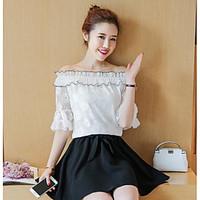 womens casualdaily simple summer blouse skirt suits solid bateau half  ...