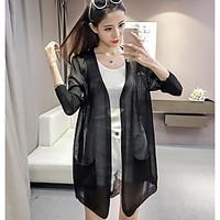 womens casualdaily street chic long cardigan solid notched long sleeve ...