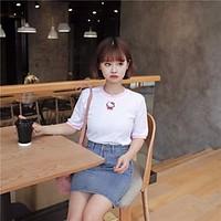 womens daily cute t shirt pattern round neck half sleeve cotton