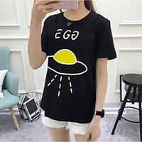 womens daily simple t shirt print round neck short sleeve others