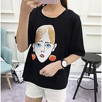 womens daily simple t shirt print round neck half sleeve others