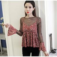 womens daily sexy t shirt floral round neck long sleeve others