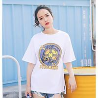 womens daily simple t shirt print round neck half sleeve others