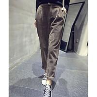 womens mid rise micro elastic loose pants simple relaxed solid