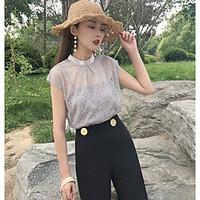 womens casual sexy blouse solid crew neck short sleeve cotton