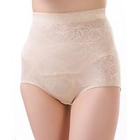 Women\'s Sexy Jacquard Slimming High Waist Body Shaping Panties Nylon Spandex Beige Female Underwear