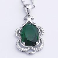 Women\'s Pendant Necklaces Emerald Jewelry Emerald Alloy Euramerican Fashion Simple Style Jewelry 147 Wedding Party Birthday Party/ Evening