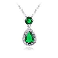 Women\'s Pendant Necklaces Emerald Jewelry Zircon Emerald Alloy Euramerican Fashion Simple Style Jewelry 147Wedding Party Birthday Party/