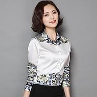 womens going out vintage summer t shirt floral print shirt collar long ...