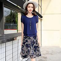 womens casualdaily holiday vintage a line dress print round neck midi  ...