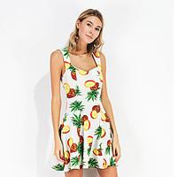 womens going out beach simple sheath dress print boat neck above knee  ...