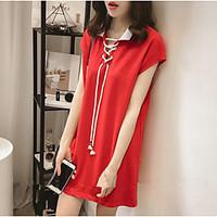 womens going out casualdaily sexy simple loose dress solid striped shi ...