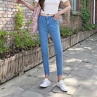 womens mid rise micro elastic skinny pants simple slim solid