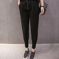 womens mid rise micro elastic skinny pants simple relaxed solid