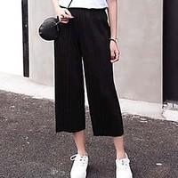 womens mid rise micro elastic loose pants simple relaxed solid